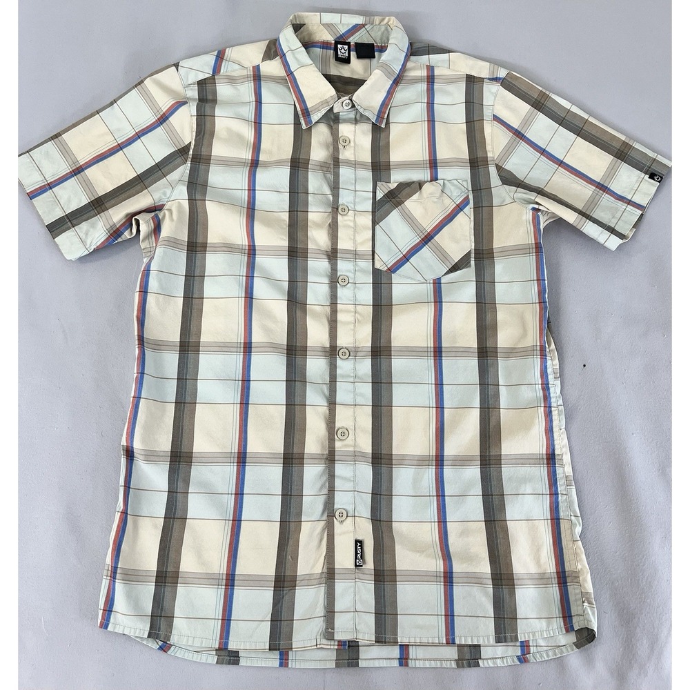 Rusty Surf Wear Sz Large‎ Short Sleeve Men's Button Up Shirt Plaid